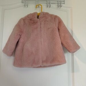 Old Navy Toddler Pink Faux Fur Hooded Coat – Size 12-18M